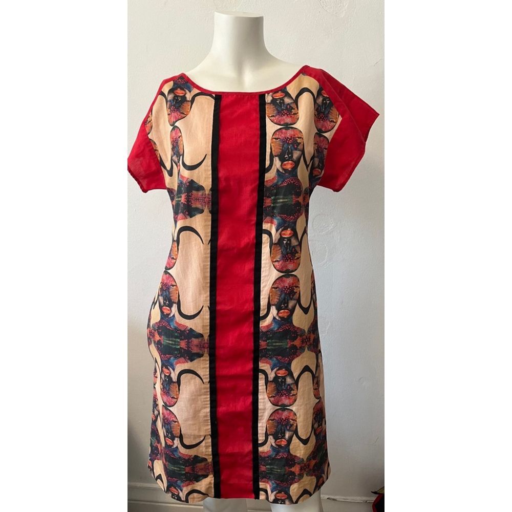 Alberta ferretti Dress XS/2 African Tribal Ethnic Native Traditional Cotton USA